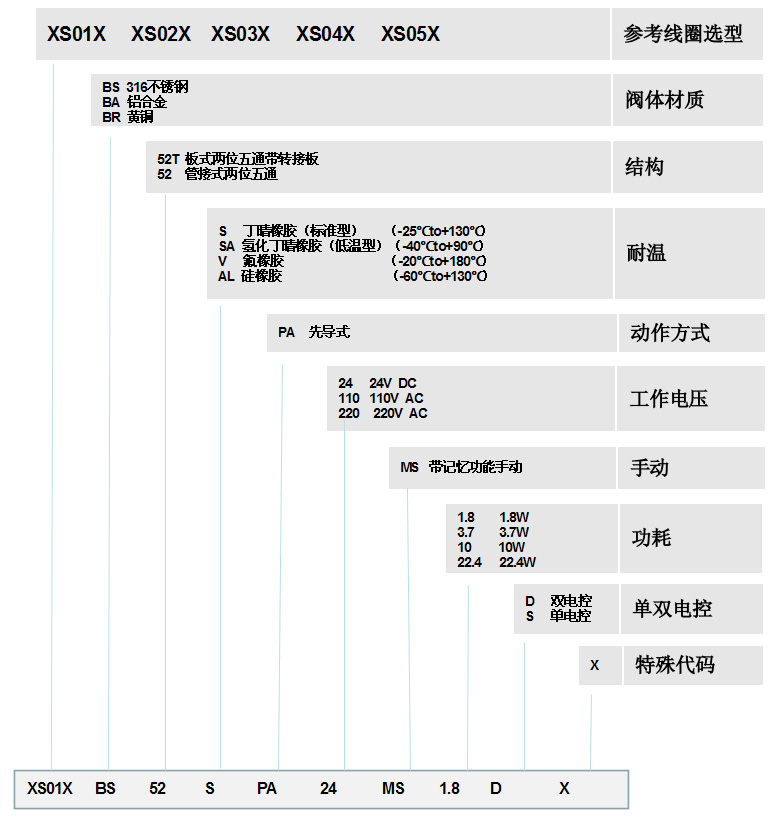 先導式電磁閥訂貨示例